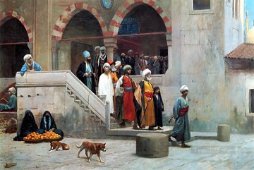 greek Painting - Leaving the Mosque Greek Arabian Orientalism Jean Leon Gerome